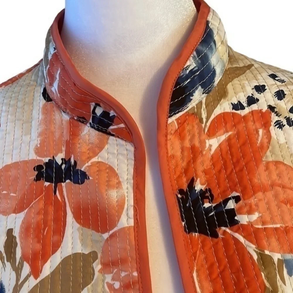 NWOT‎ Alfred Dunner Jacket Tangerine Flowers Design Size 8P